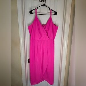 City Chic Pink Pleated Ruched Dress for Weddings